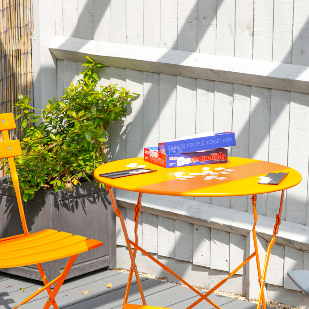 Harbour Housewares Sussex 2 Seater Orange Round Bistro Set Image 6