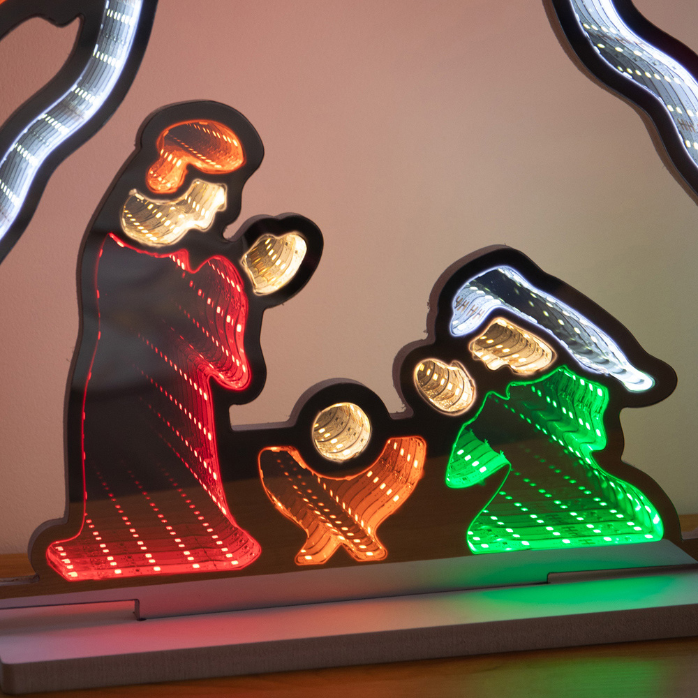 Samuel Alexander LED Light Up Nativity Scene Infinity Mirror Christmas Decoration 50cm Image 6