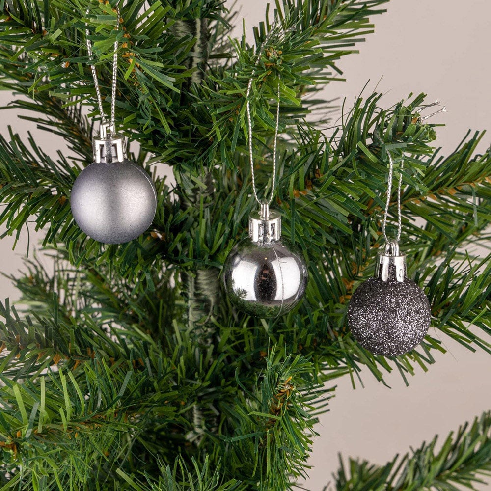 Shatchi 3cm Dark Grey Shatterproof Christmas Bauble 24 Pack Image 4