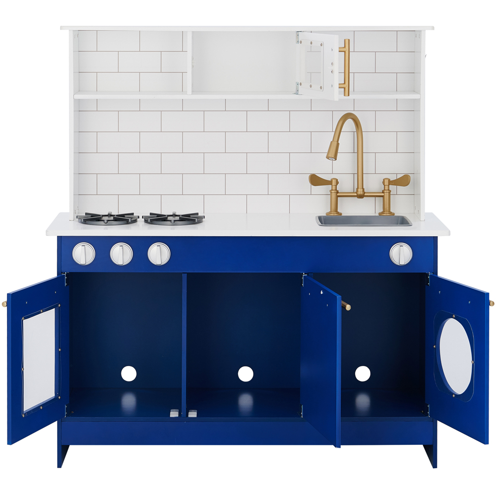Teamson Kids Little Chef Berlin Blue and White Modern Play Kitchen Set with Gold Hardware Image 3