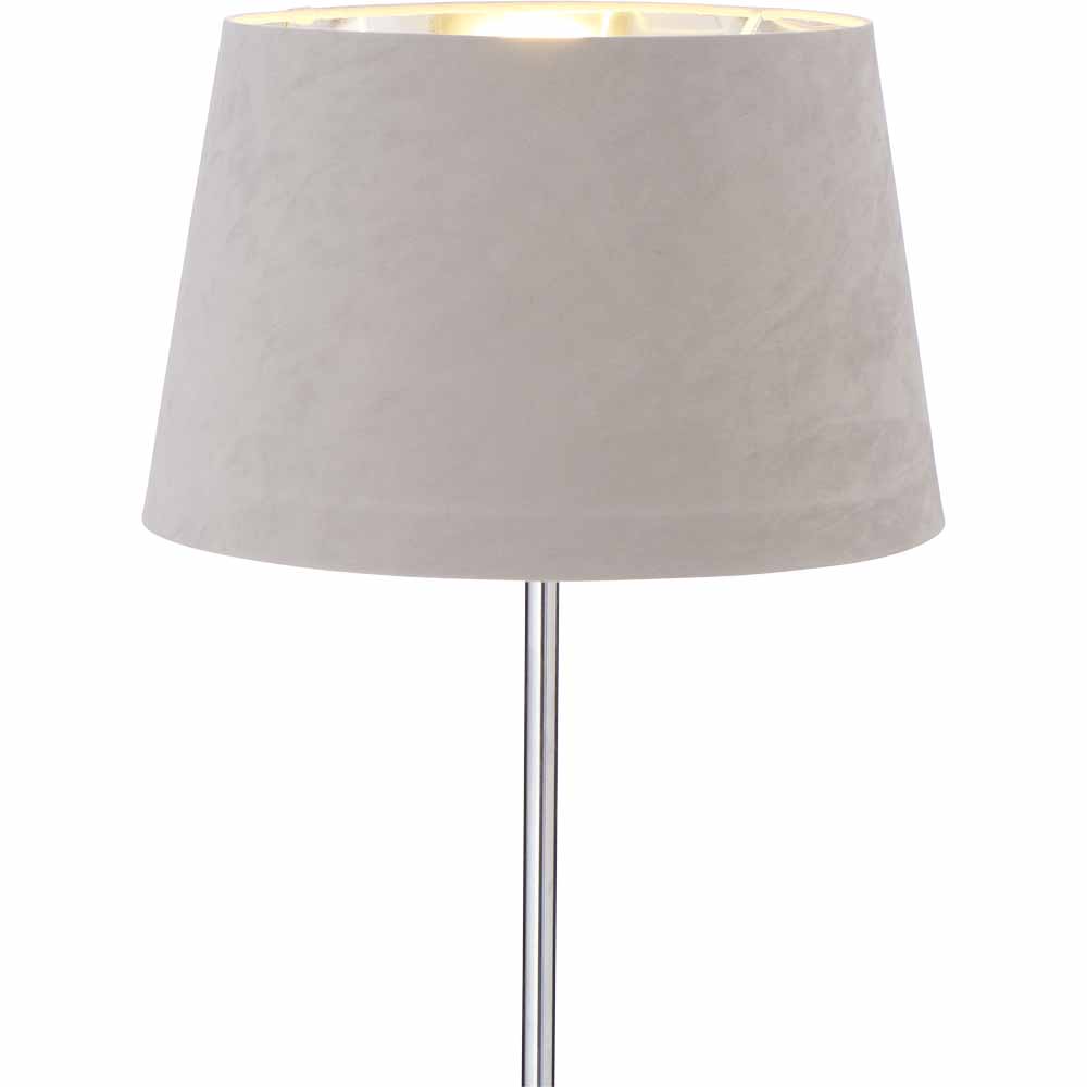 Wilko Grey Silver Velvet Floor Lamp Image 2