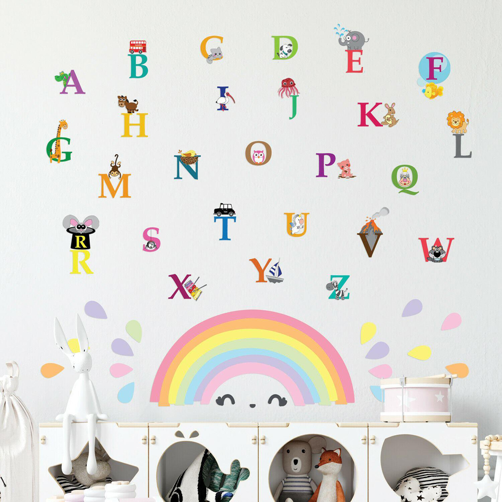 Walplus Colourful Alphabets and Rainbow Kids Bedroom Self Adhesive Wall Stickers Image 2