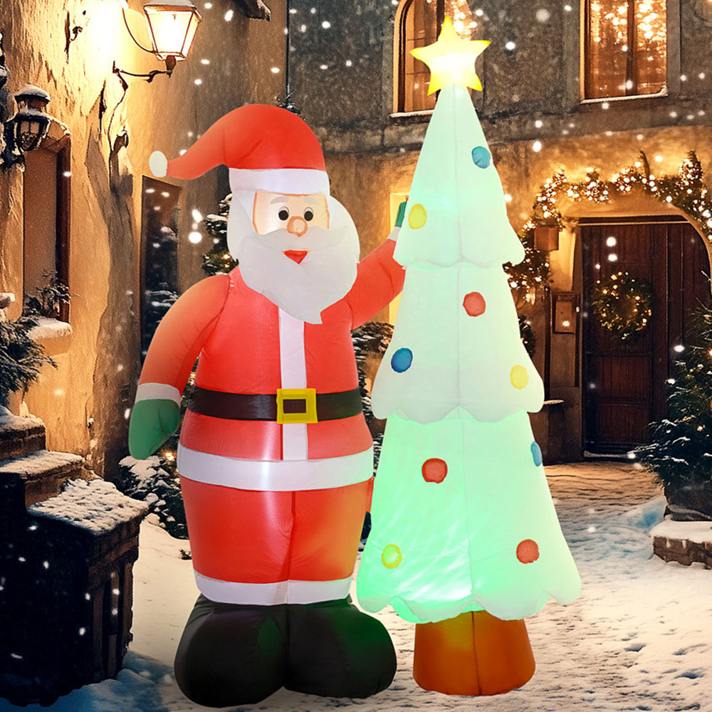 Everglow LED Inflatable Santa Claus and Christmas Tree Decoration 7ft Image 1