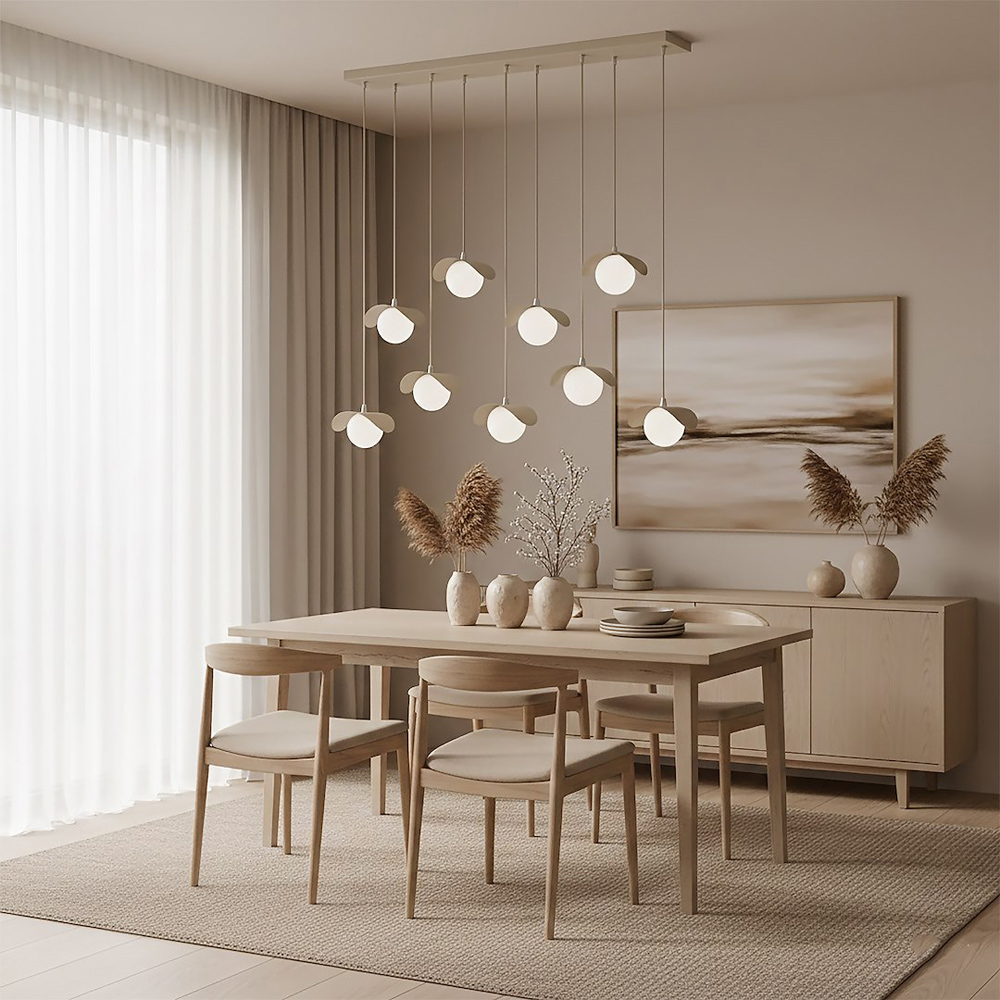 Emibig Ritual 9 Light Beige G9 Ceiling Pendant Light Image 5