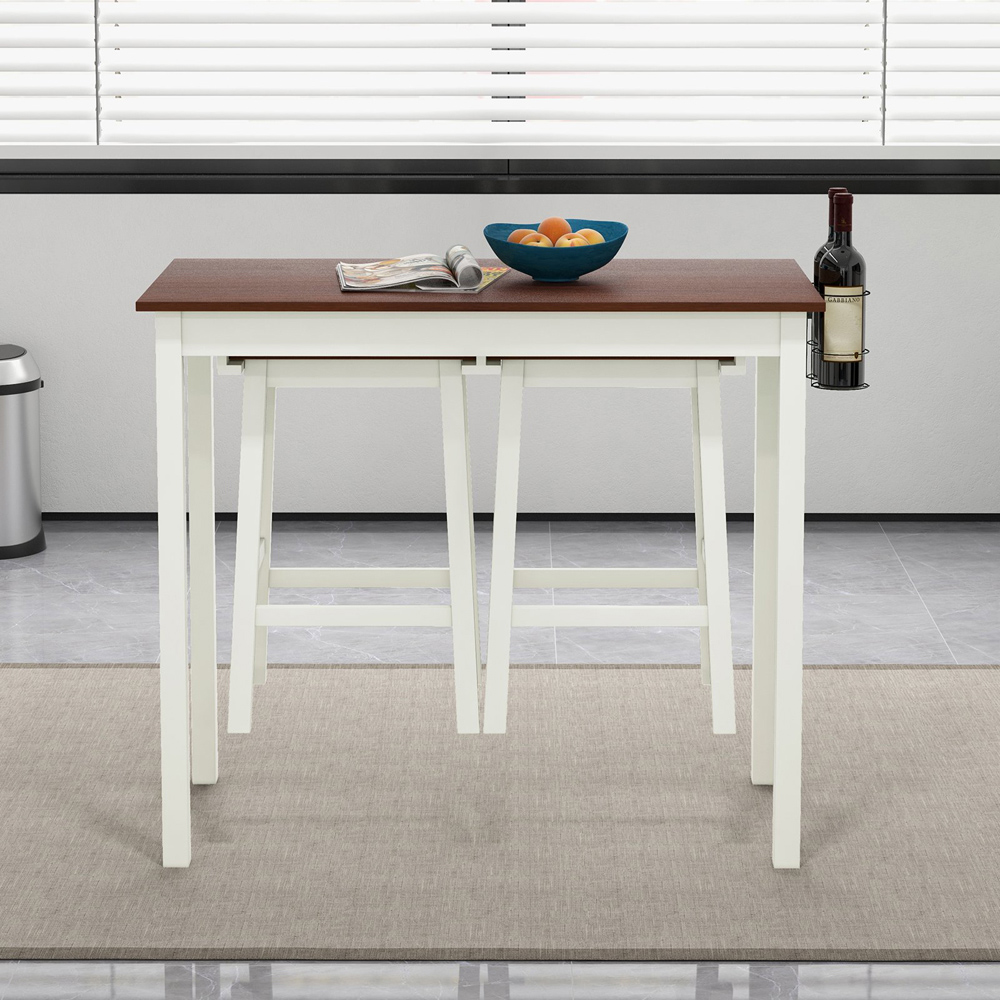 Costway 2 Seater Bar Table Set Cream White Image 4