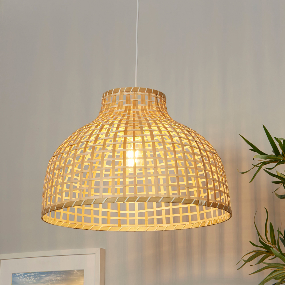 Lighting Collection Pelltis Large Bamboo Ceiling Lamp Shade Image 2