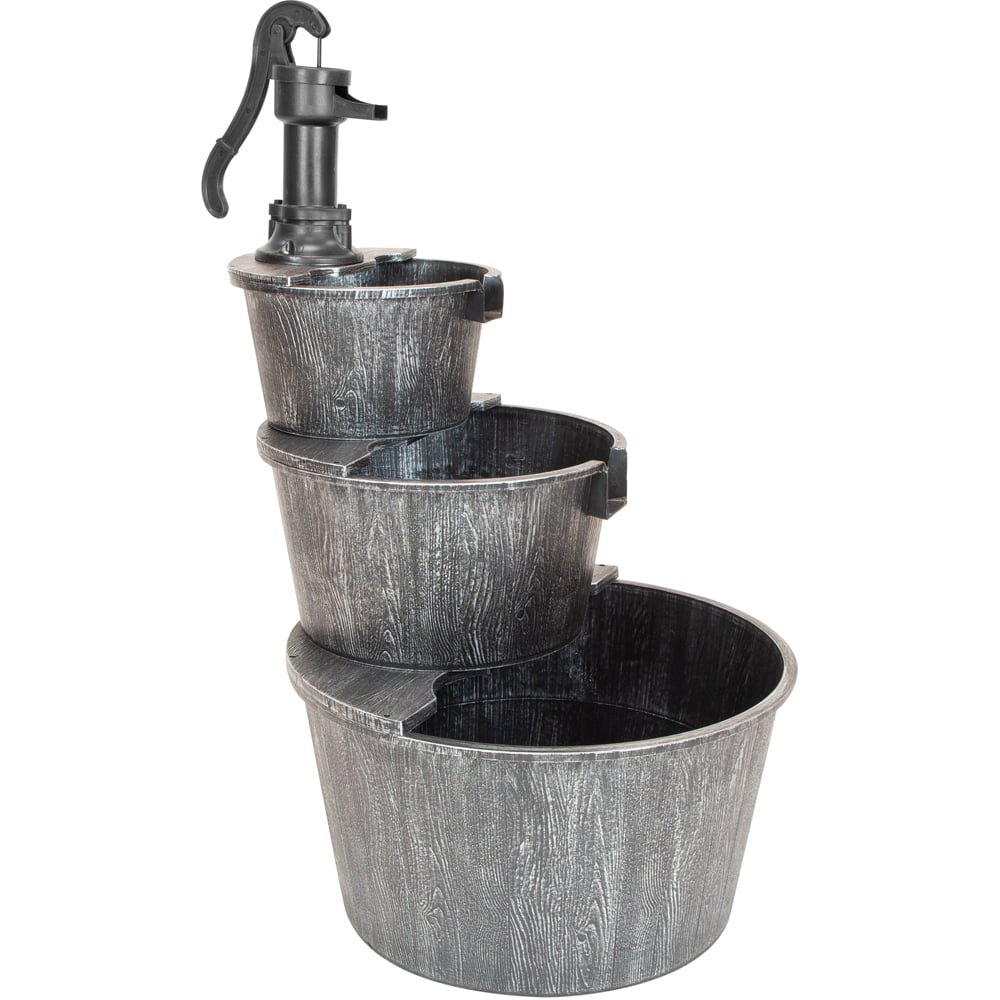 Gardenkraft 3 Tier Antique Silver Barrel Water Feature Image 1