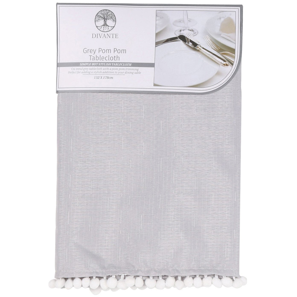 Divante Pom Pom Tablecloth Grey Image