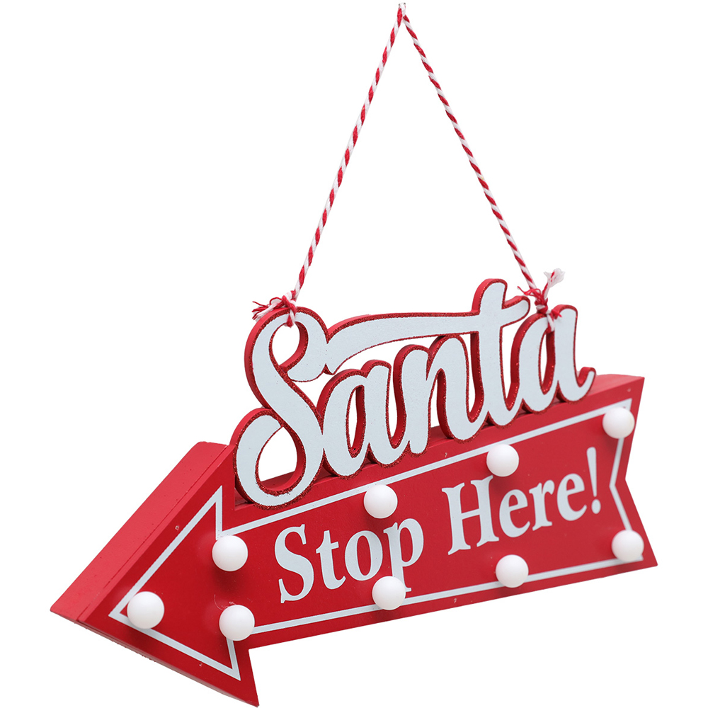 LED Santa Stop Here Sign Image 1