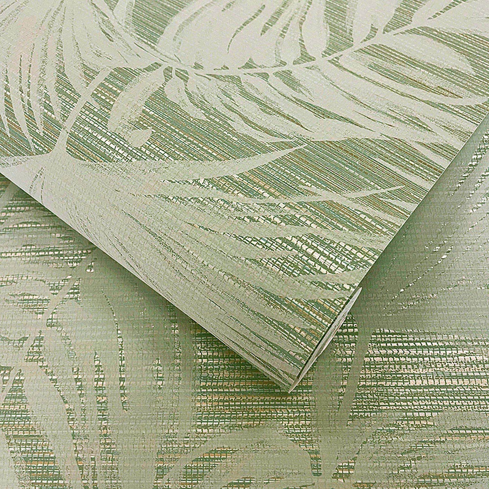 Rasch Wallpaper Grasscloth Leaf Green Wallpaper Image 2