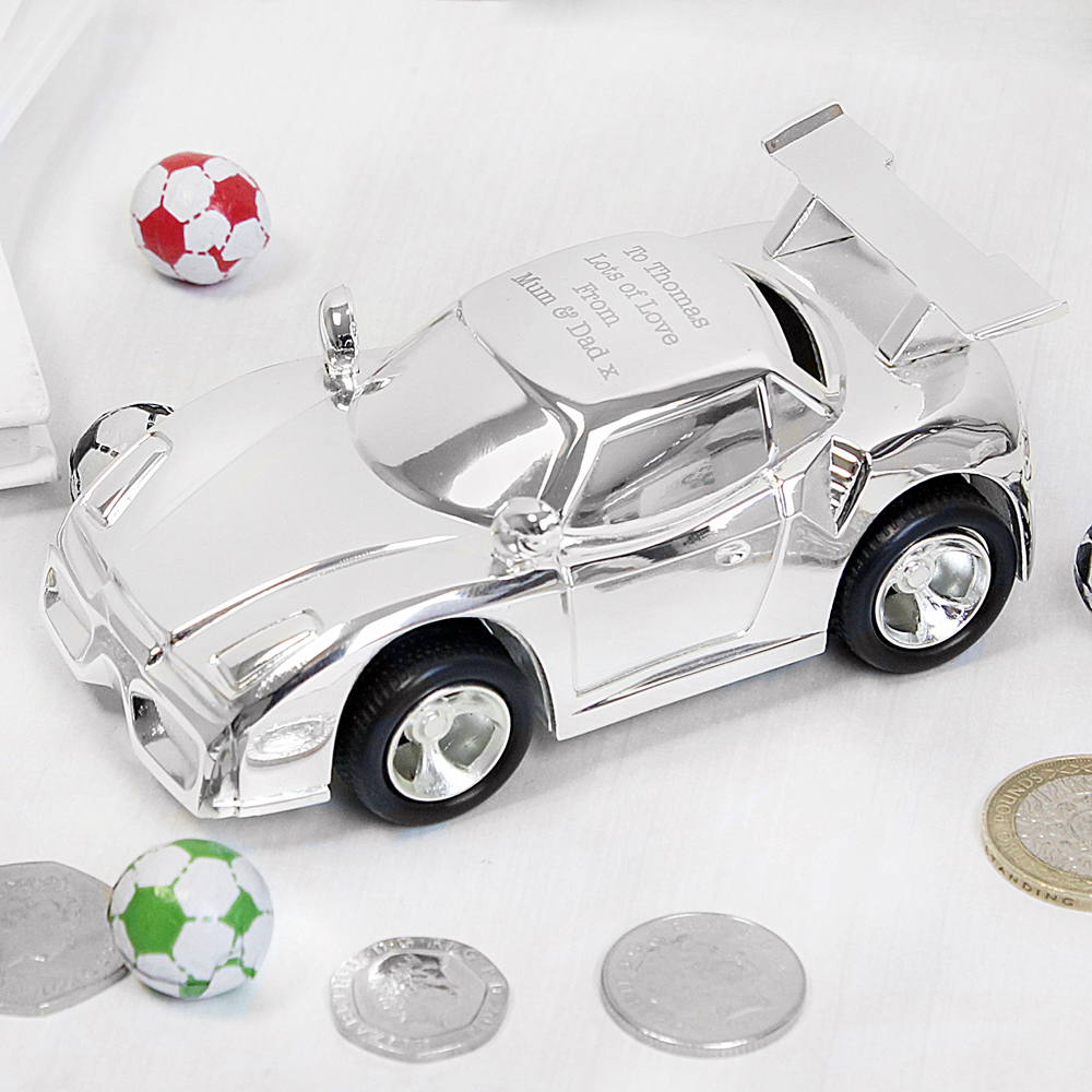 Personalised Memento Racing Car Money Box Image 2