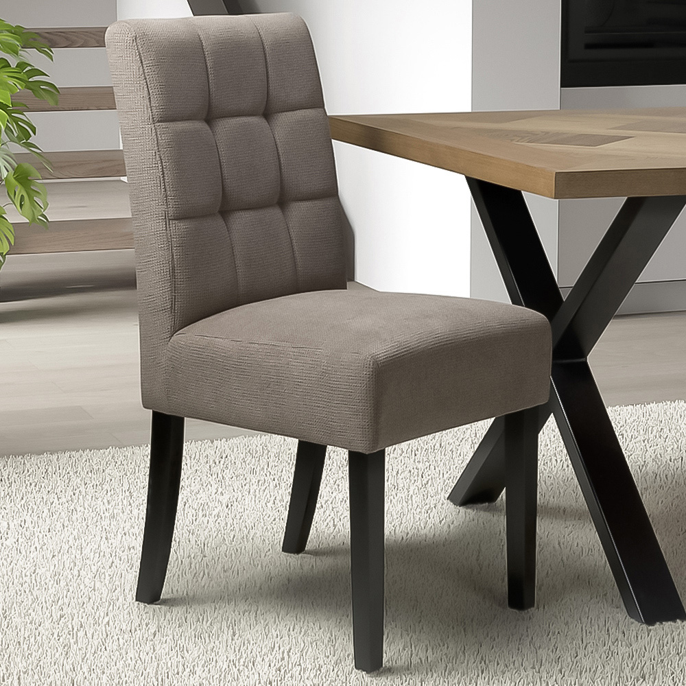 Portland Harlow Light Brown Flax Black Legs Waffle Back Dining Chair Image 1