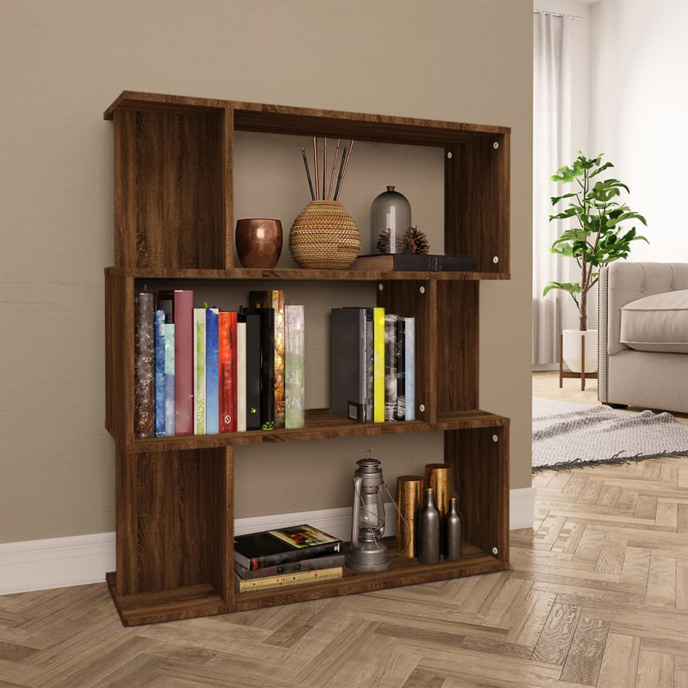 vidaXL 3 Shelf Brown Oak Bookcase Image 7
