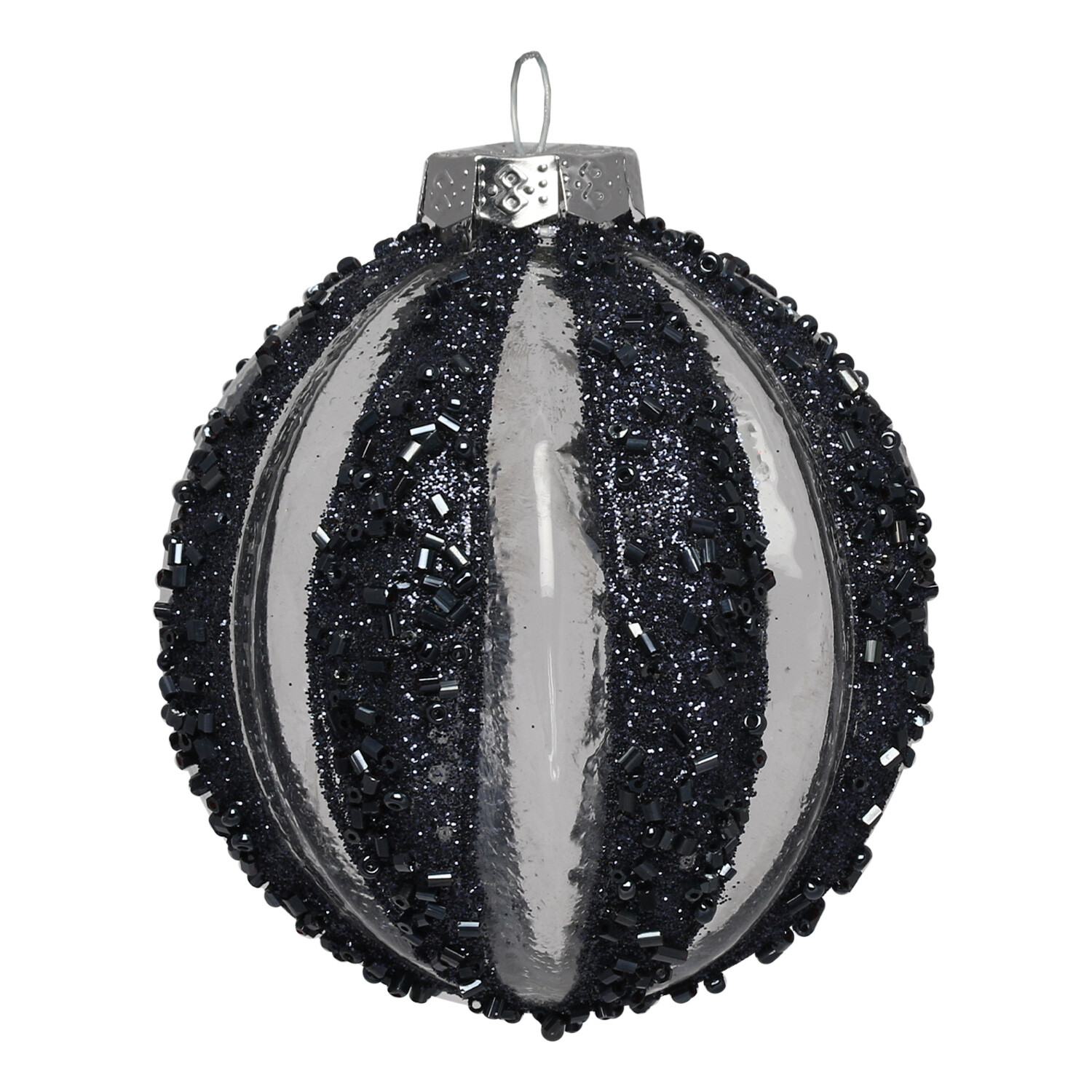 Single Midnight Fantasy Navy Beaded Glitter Bauble in Assorted styles Image 2