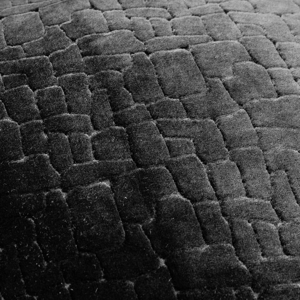 Paoletti Bloomsbury Black Geometric Cut Velvet Piped Cushion Image 5