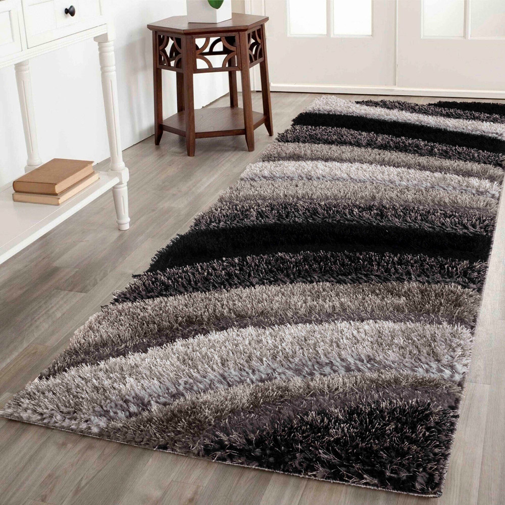 Desire Rug Modern Grey Waves Shimmer Soft Shaggy Area Rug 200 x 290cm Image 5