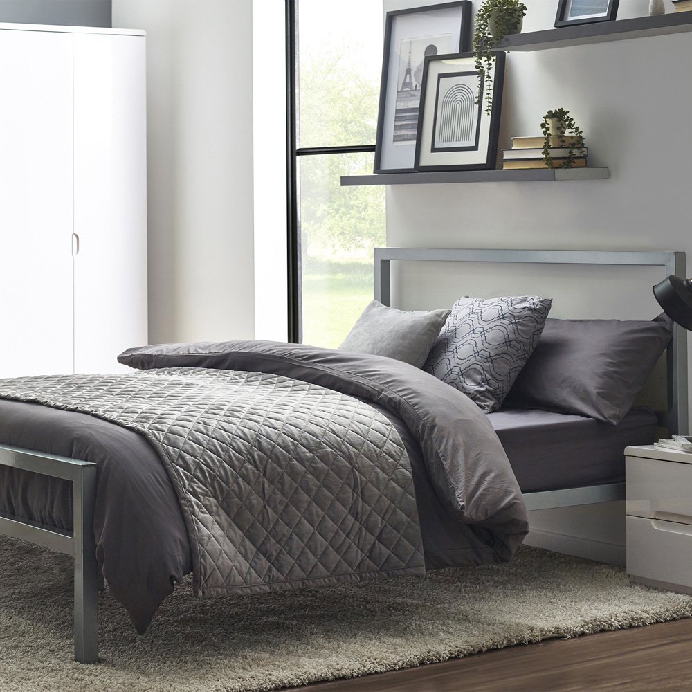 Julian Bowen Soto Small Double Silver Metal Bed Image 1