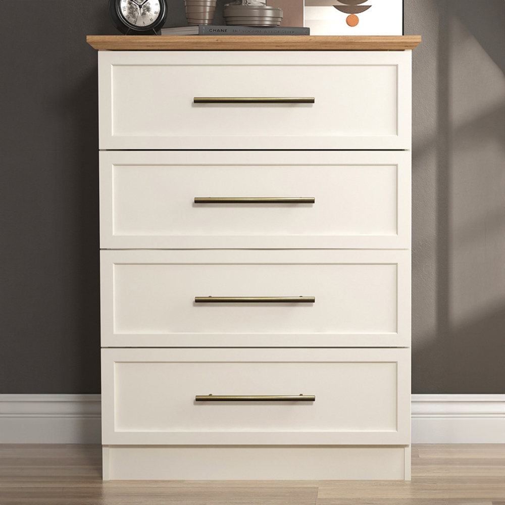GFW Lyngford 4 Drawer Ivory Chest of Drawers Image 1