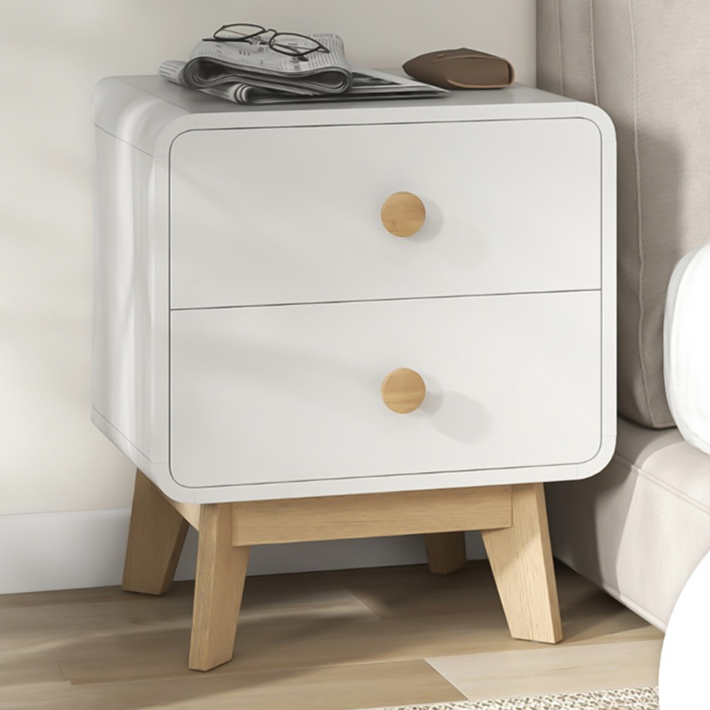 Costway 2 Drawer White Bedside Table Image 1