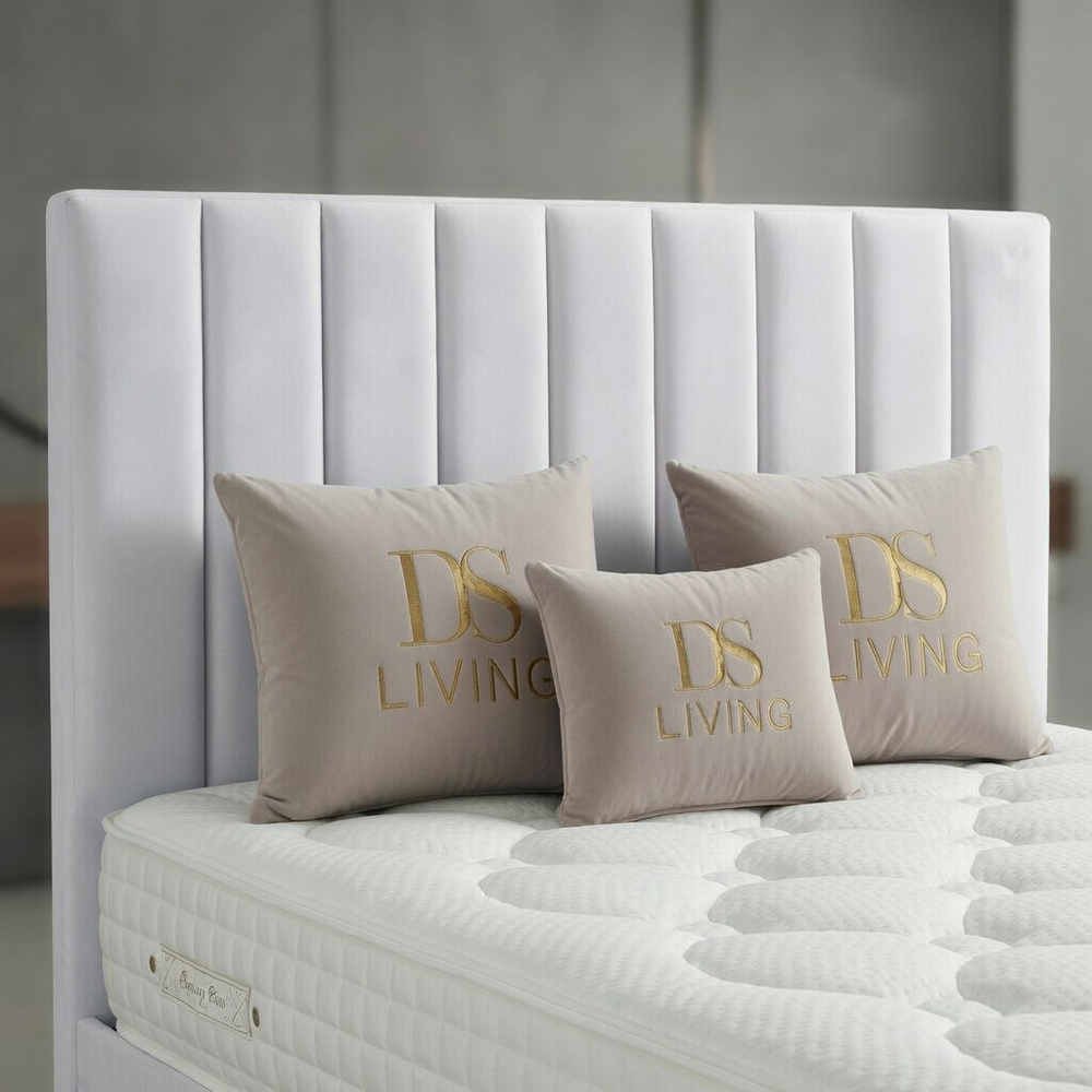 DS Living Aether Double White Plush Velvet Divan Bed Image 2