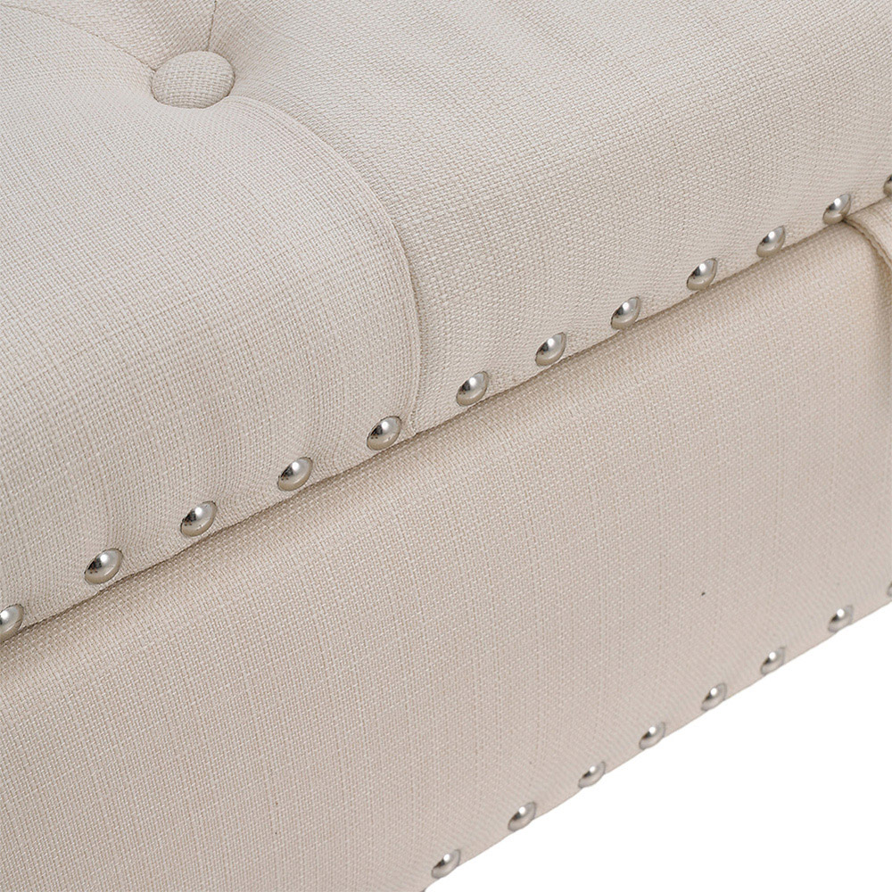 H&O Direct Linen Tufted Square Storage Ottoman Image 4