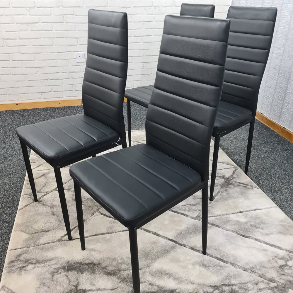 Denver Set of 4 Black Faux Leather Dining Chairs Image 5