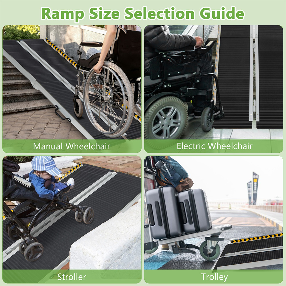 Costway Portable Aluminium Wheelchair Ramp with Transition Plate 6ft Image 4