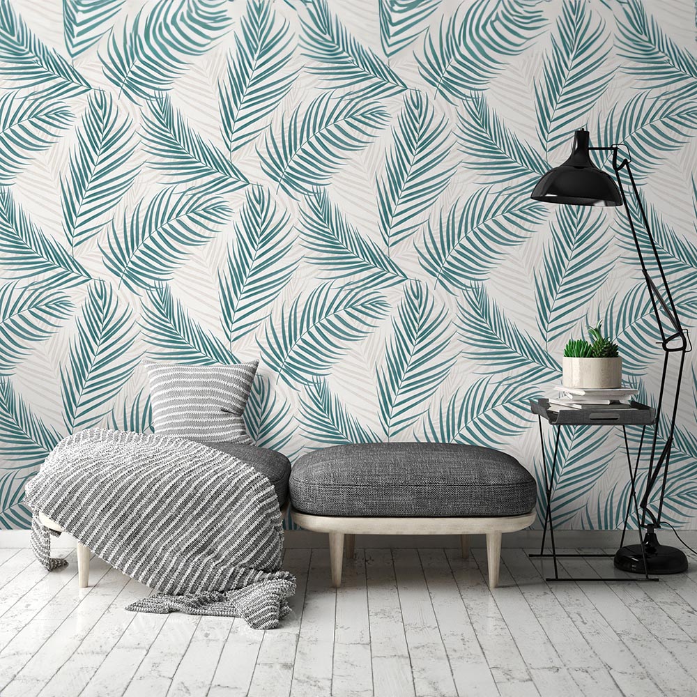 Erismann Modern Palm Leaves Green Vinyl Wallpaper Image 3