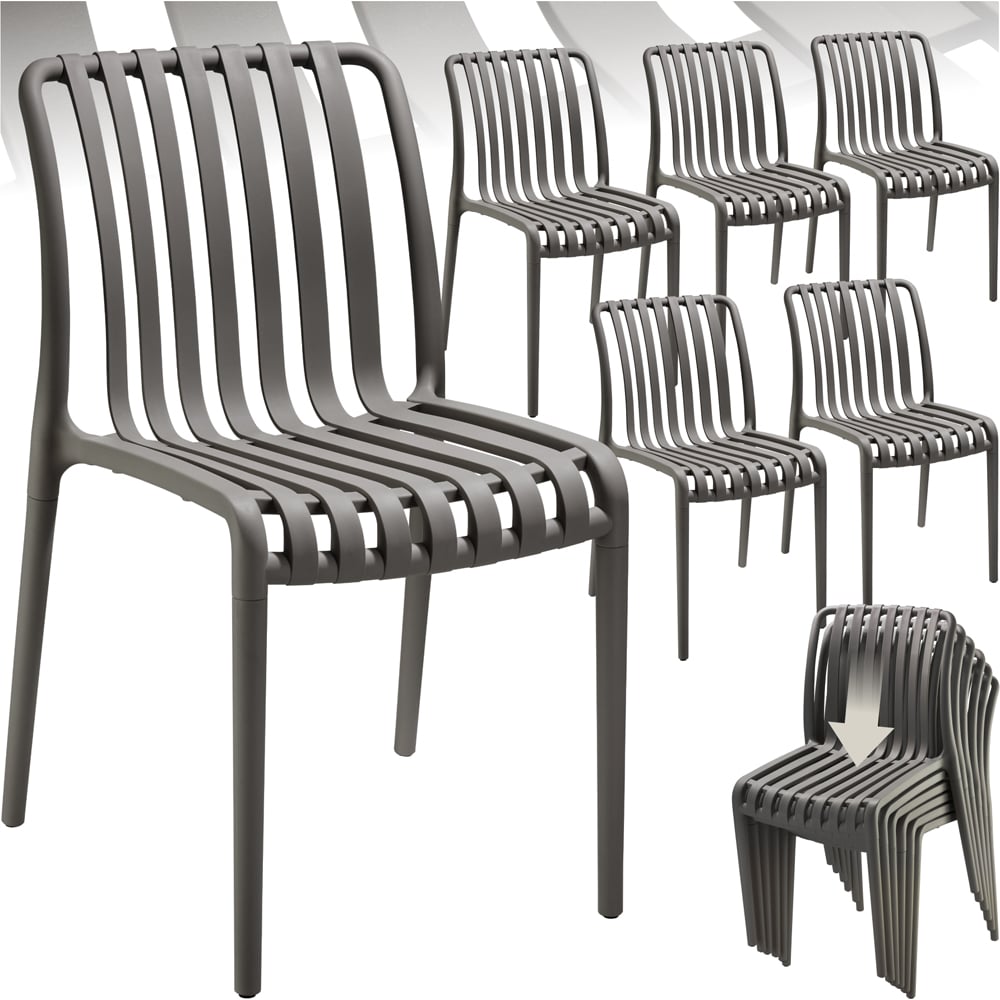 tectake Alcudia Set of 6 Anthracite Stackable Garden Chair Image 2