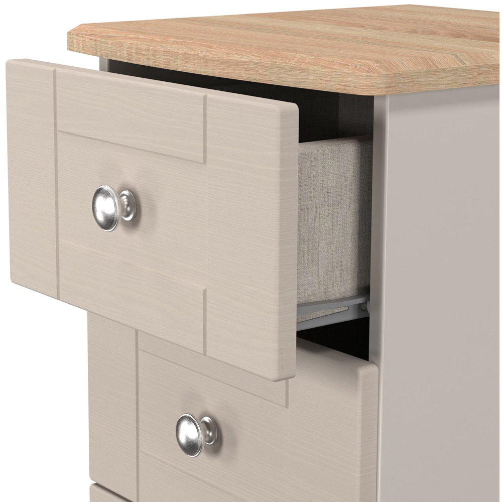 Crowndale Sussex 5 Drawer Kashmir Ash and Bardolino Oak Tall Bedside Cabinet Ready Assembled Image 5