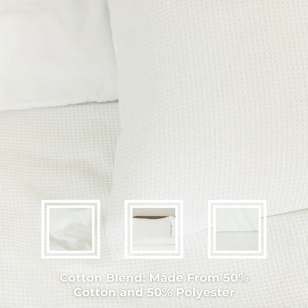 MHG Living Super King Size White Chunky Waffle Duvet Cover Set Image 3