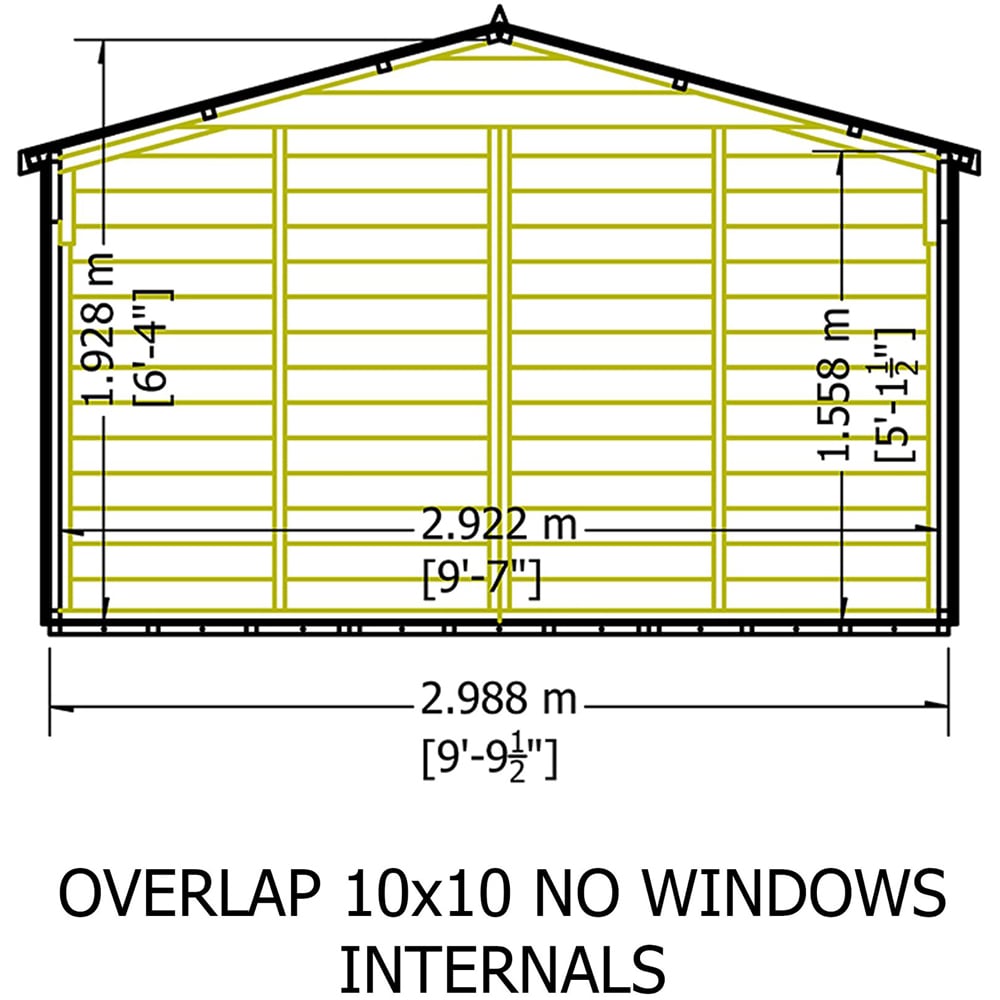 Shire 10 x 10ft Double Door Overlap Apex Wooden Shed Image 8