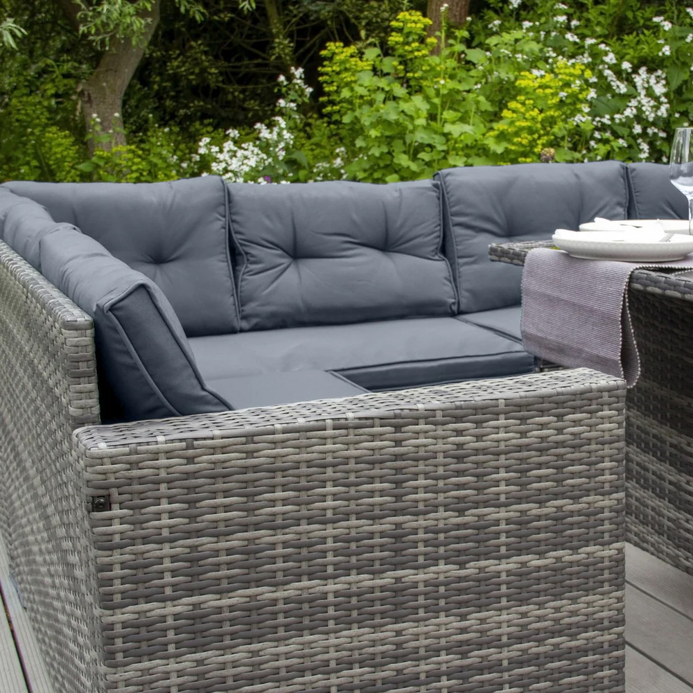 MonsterShop 9 Seater Grey Rattan Corner Lounge Set Image 3