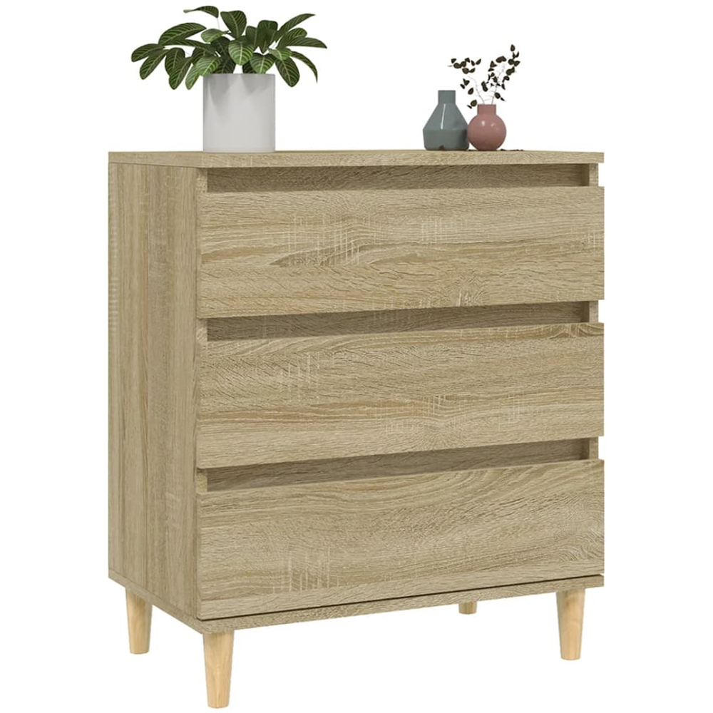 vidaXL Single Door Single Smoked Oak Sideboard Image 4