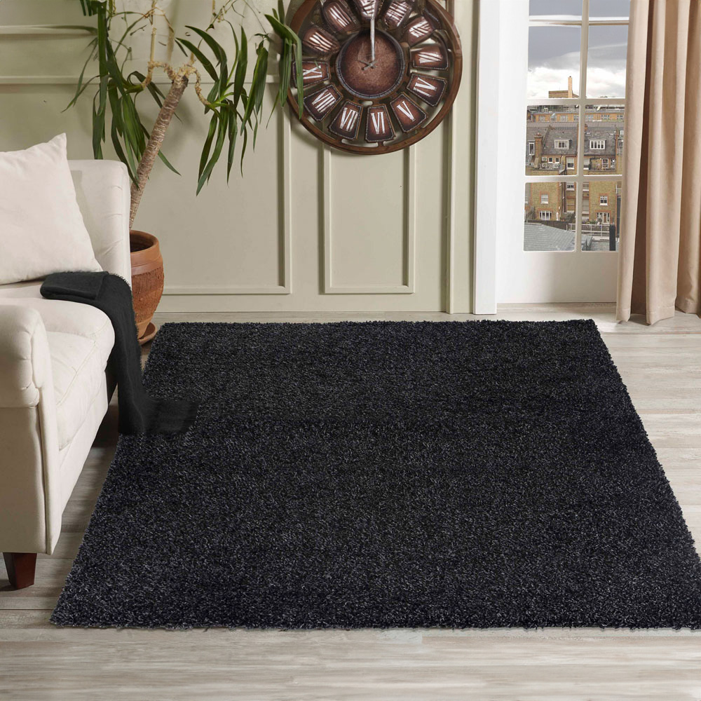 Desire Rugs Oxford Anthracite Plain Shaggy Runner Rug 60 x 220cm Image 2