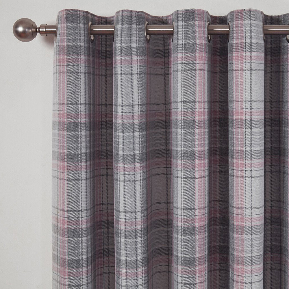 Divante Blush Hatfield Check Blackout Eyelet Curtains 229 x 229cm Image 6