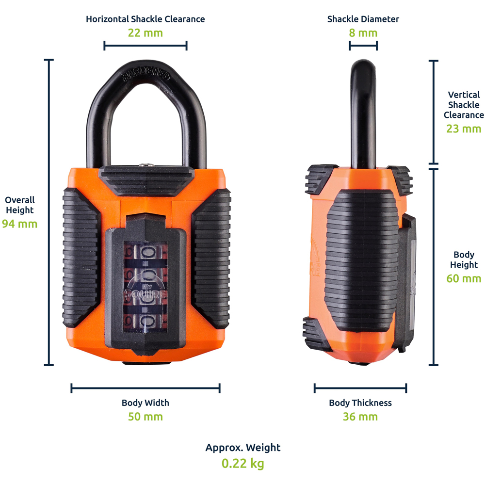 Squire 50mm 4 Wheel Combination All Weather Padlock Image 7