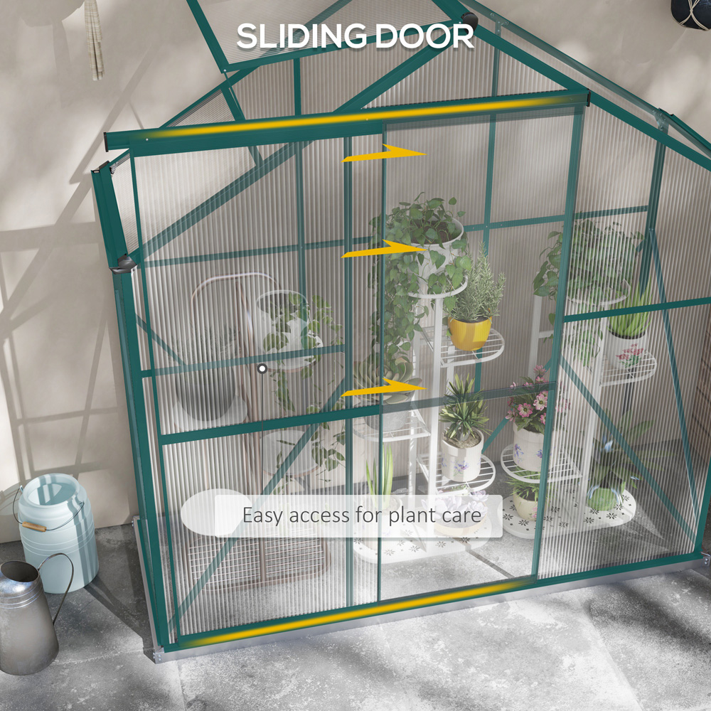 Outsunny 6 x 2.5ft Green Aluminium Polycarbonate Greenhouse Image 5