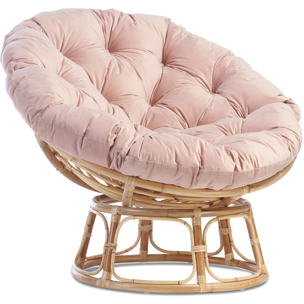 Desser Papasan Rattan Chair with Pink Velvet Cushion Image 2