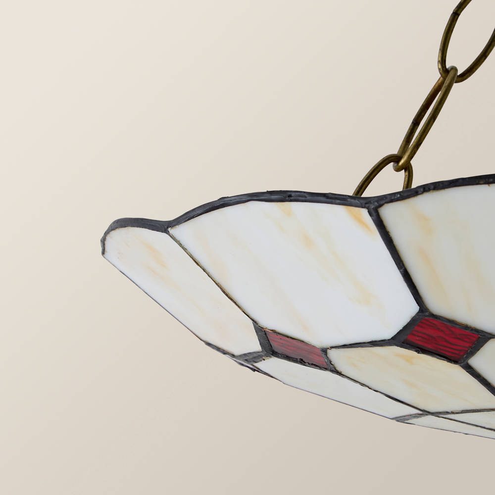 ValueLights Cortez Tiffany Style Traditional Red and Cream Pendant Light Shade Image 4