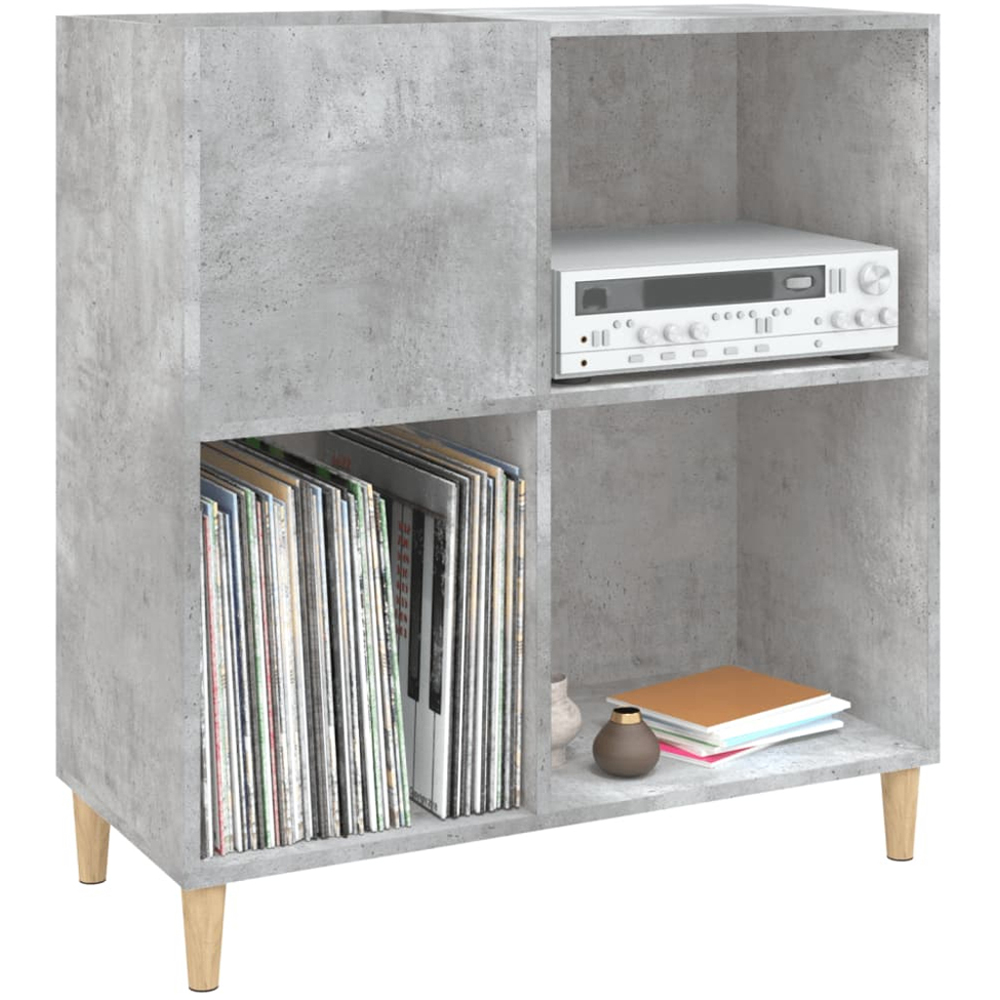 vidaXL 3 Shelf Concrete Grey Record Cabinet Image 3