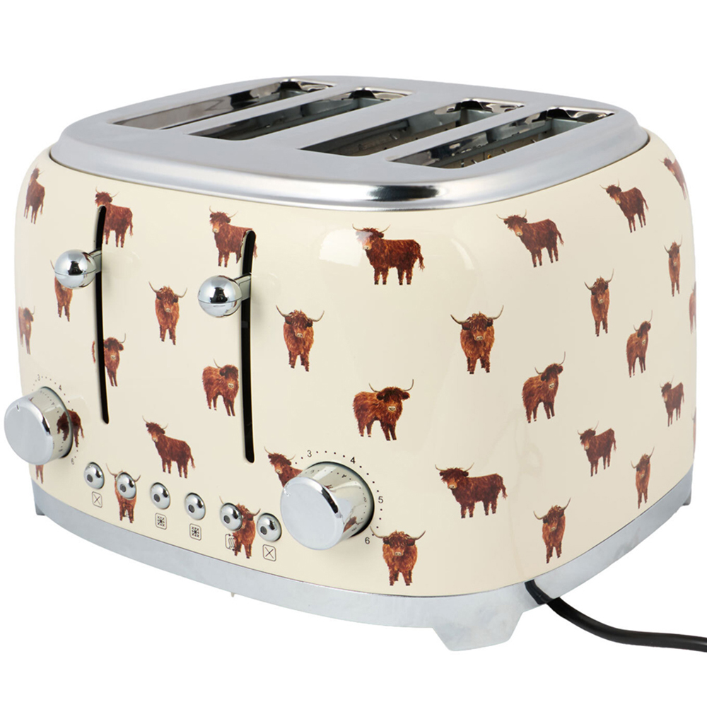 Highland Cow 4 Slice Toaster Cream Image 1