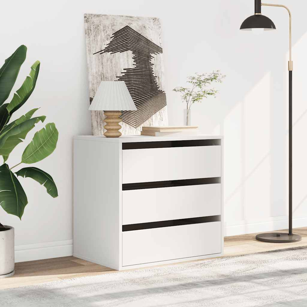 vidaXL 3 Drawer White Engineered Wood Chest of Drawers Image 8
