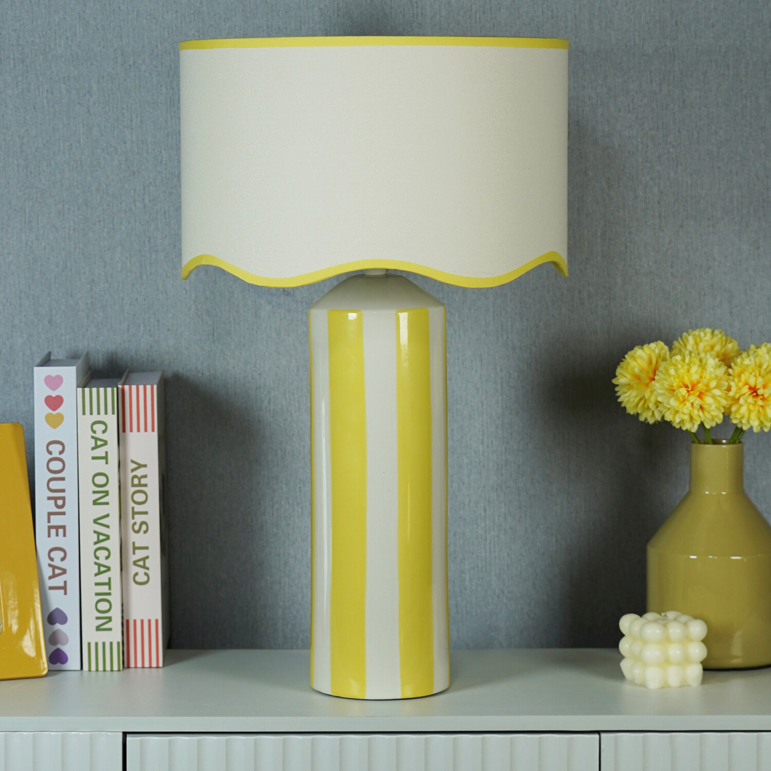 Bridie Stripe Table Lamp Yellow Image 4