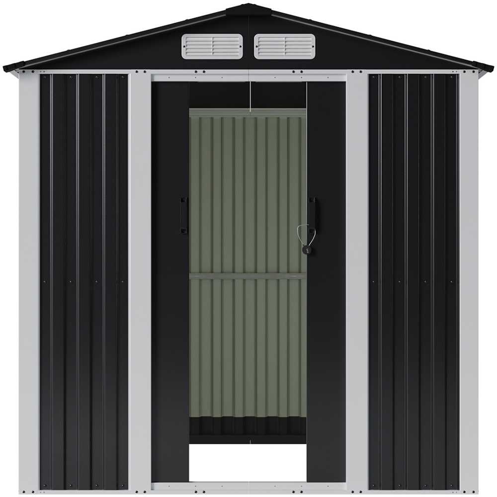 Living and Home 6 x 8ft Black Metal Apex Garden Storage Shed Image 3
