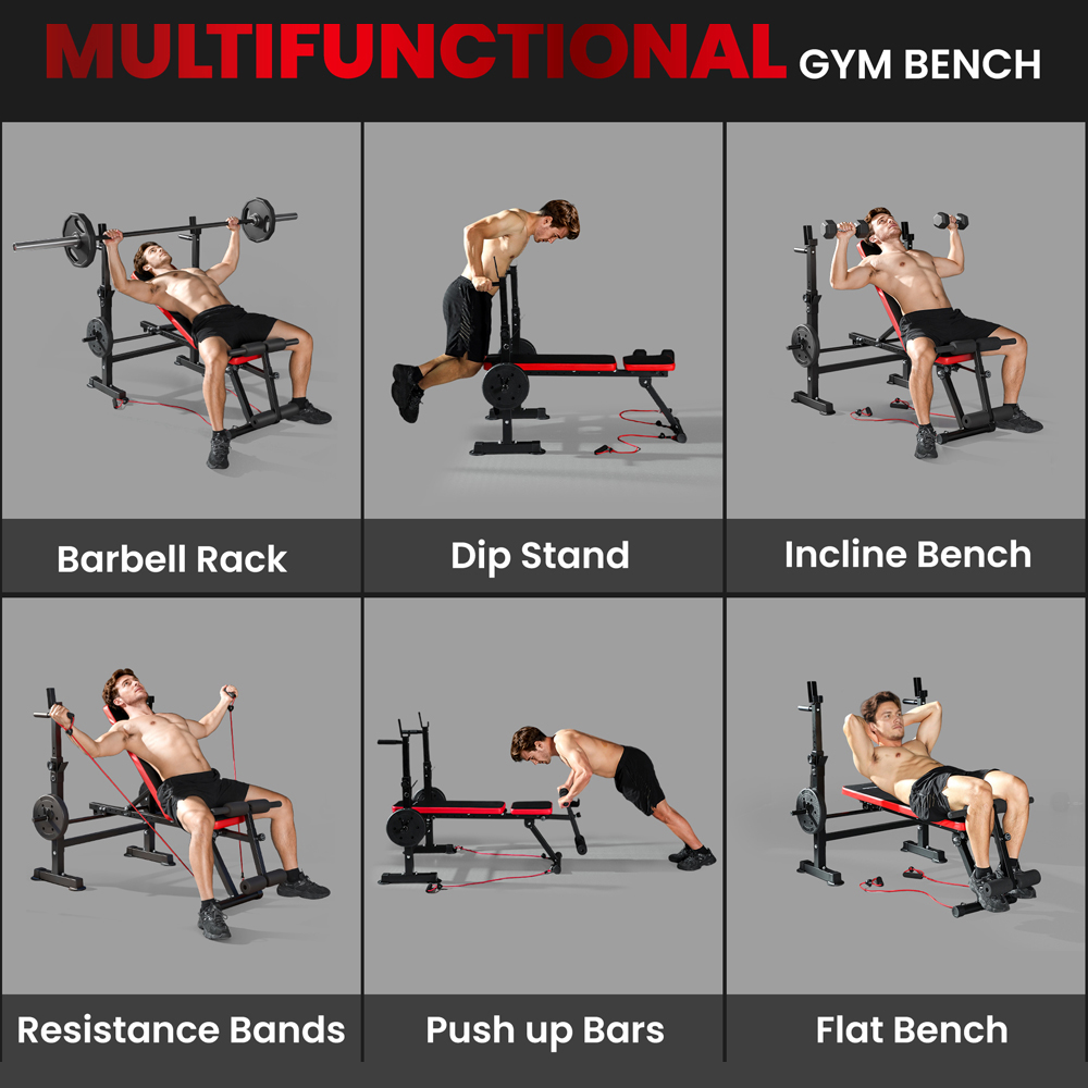 SPORTNOW Multi Function Adjustable Weight Bench with Rack and Dip Stand Image 8