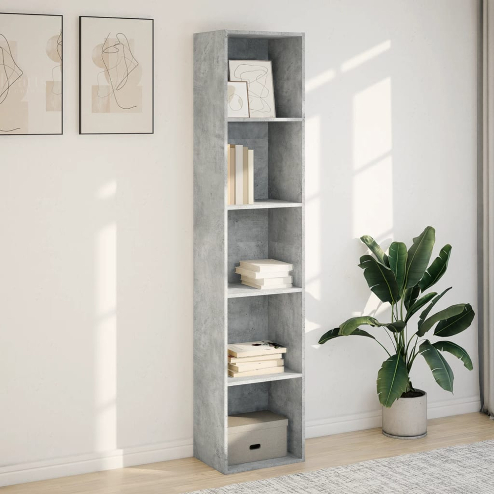 vidaXL 5 Shelf Concrete Grey Bookcase Image 8