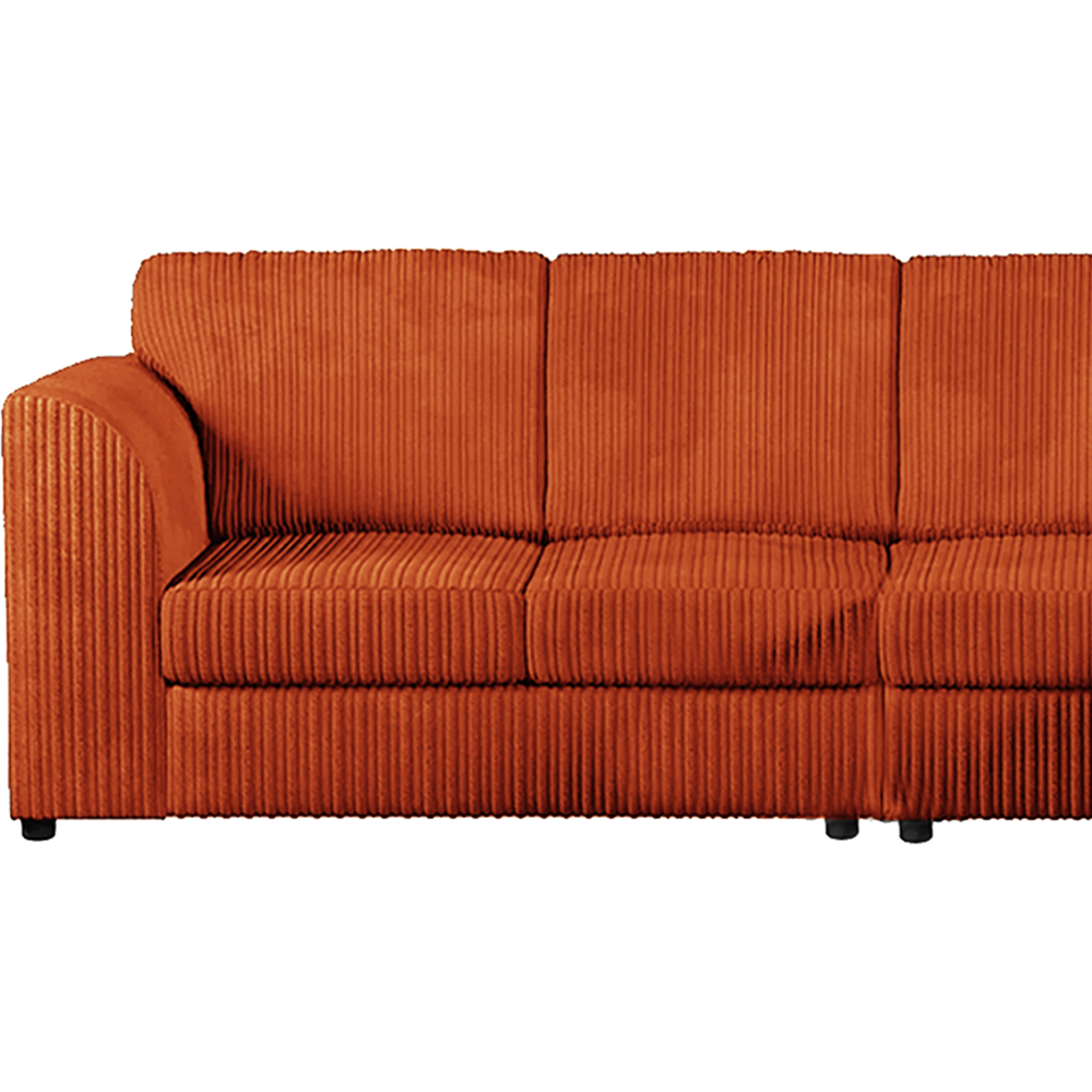 Luxor 4 Seater Orange Jumbo Cord Right Hand Facing Full Back L Shaped Corner Sofa Set Image 3