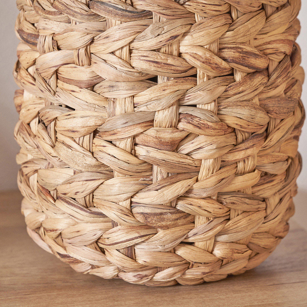 Pacific Lifestyle Zadi Natural Fabric Shade Tall Plaited Water Hyacinth Table Lamp Image 4
