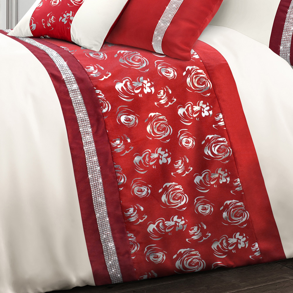 Intimates Geneva King Size Red Floral Duvet Cover Set Image 2